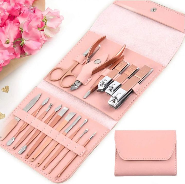 Manicure Pedicure Grooming Kit, Stainless Steel set, Nail cutter set, Nails Care, Clipper, Nails tool Set, Professional Spa kit, Nipper, 16pcs set