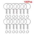 100 Key Rings with Chain and Open Jump Rings for Crafts - Bulk Metal Key Chain Ring Base for DIY Keychain Making. 