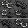 Superman Ruoias 1 Pair Stainless Steel Hoop Earrings for Men Women Small Circle Metal Ball Anti-allergic Ear Buckle Rock Hip Hop Jewelry. 