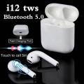 i12 TWS True-Wireless-Stereo 5.0+EDR Wireless Earphone For All Smart Phone & Devices. 