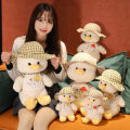 ins happy duck plush toy rag doll straw hat duck doll children girls birthday gift pillow wholesale. 