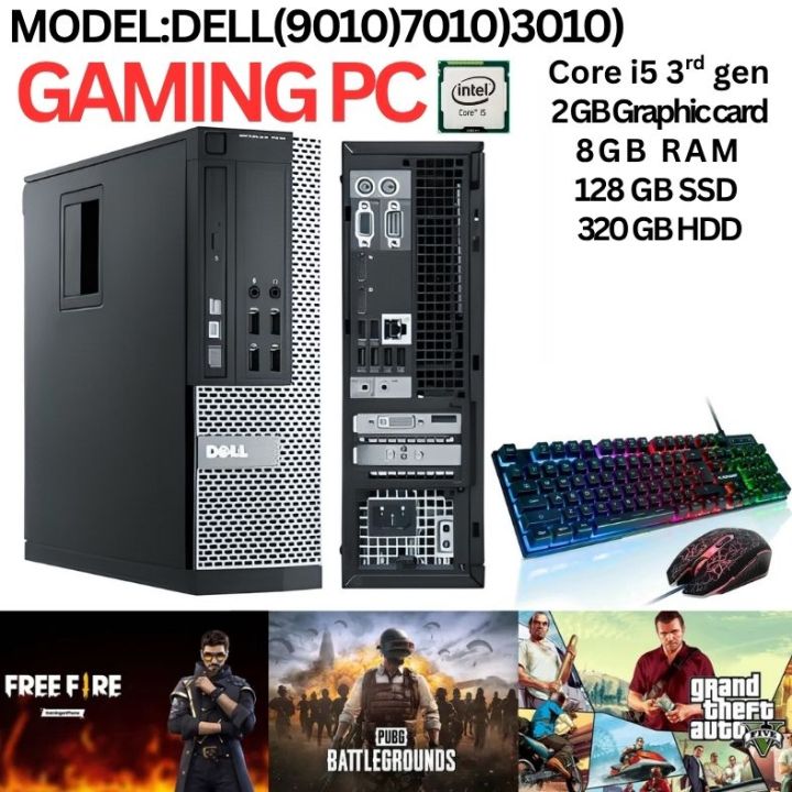 Gaming pc Core i5 3th gen 2gb Graphic Card 8GB RAM 128 GB SSD 320GB HDD   Modal: DELL (9010)7010)3010) +FREE RGB KEYBOARD & MOUSE & WINDOW 10 PRO INSTALLED
