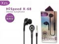 XZS X-68 Handsfree | Crystal Clear Sound | Deep Bass | 3.5mm Wired Earphones | Built-in Mic. 