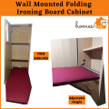 Wall Mounted Ironing Board Cabinet, Foldable Ironing Board Storage Cabinet for Home, Apartment & Small Spaces, Drop Down Ironing Board with Cabinet, Shelves & Cloth Hanging Hooks. 