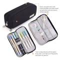 ANGOO Pencil Case 3 Compartment Pouch Pen Bag for School Teen(Black). 