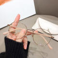 Ins Trend Unisex Metal Anti-blue Light Glasses Transparent Oval Frame Sunglasses UV400 Protection Flat Mirror Eyeglasses Eyewear. 