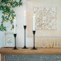 Black Candlestick Set of 3 for Fireplace Dining Table Home Decoration. 