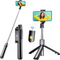 Gritin 4 in 1 Bluetooth Selfie Stick Tripod - Extendable Monopod with Wireless Remote, Adjustable Phone Holder - Compact and Portable Selfie Stick for Photos and Videos. 