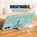 【Miga Plaza】Soft Silicone Heat dissipation Phone Case For iPhone 12 Pro Max 12 mini 11 Pro Max X XR XS Max SE  8 7 Plus Hollow Magnetic Ring Holder Stand Cover. 