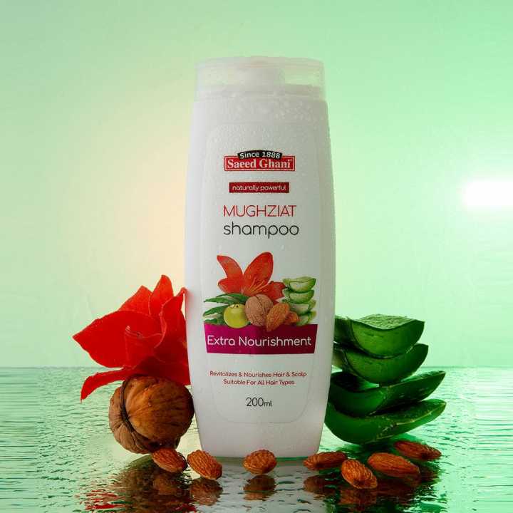 naturally powerful MUGHZIAT shampoo Extra Nourishment Revitalizes & Nourishes Hair & Scalp Suitable For All Hair Types 200ml