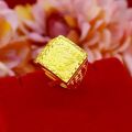 Gold shop with 999 24k real gold ring men's fortune adjustable 24 K 5D real gold ring smooth sailing domineering male ring. 