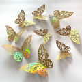 Gold hollow butterfly wall sticker, 3D three-dimensional wall background, decorative stickers, Amazon foreign trade, festival wedding decoration. 