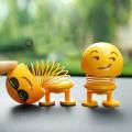 Car Interior Dashboard Decoration Spring Smile Doll Car Emoji Shaking Head Toy-Yellow. 