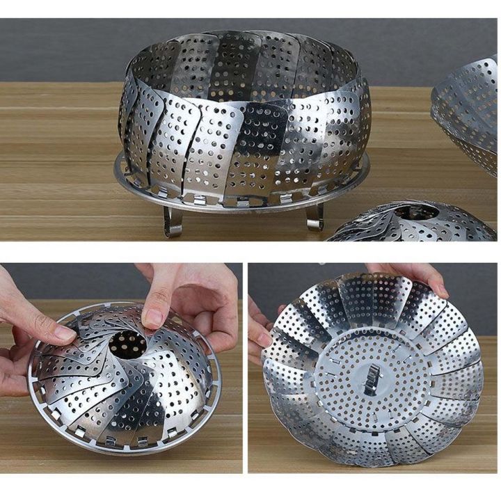 Stainless Steel Folding Steamer Fruit Basket Steamed Food Rack