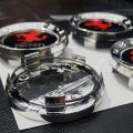 SET OF 4 Ferrari Logo Car Wheel Center Caps Premium Quality Chrome Material 2.25 inches = 5.72 cm. 