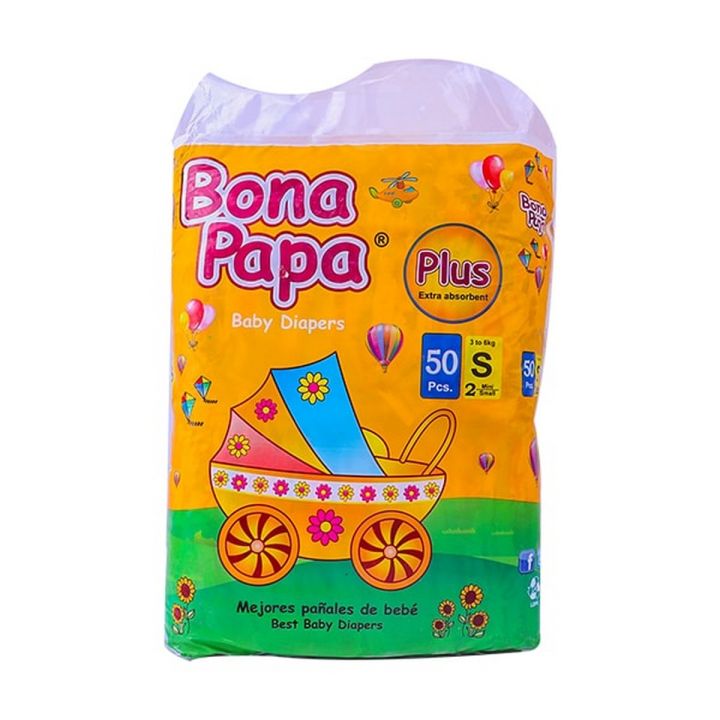 Bona Papa Plus Baby Diapers Small Size 50pcs -( Plastic Tape Diaper)