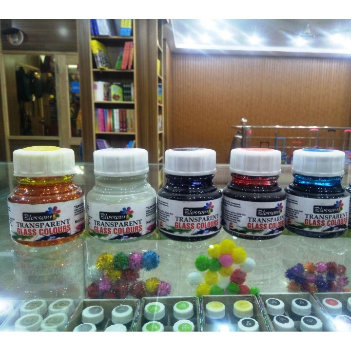 Set Of 5 Glass Colors Transparent For Artists