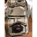 Portion Plate - 3 Portion Restaurant Style Serving Plate - Three Portion Fast Food Serving Plate - Stainless Steel Coated / Polished. 