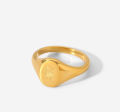 Stylish 18K gold-plated waterproof stainless steel ZODIAC12 Astrology Ladies & Men Gold Seal ring. 