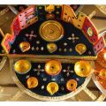 Multicolour Beautiful Mehndi Tray With 10 Diya and 1 Mehndi Banner For Mehndi Rasam. 