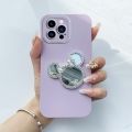 OPPO F7 Fashion 3D Disney Mickey Minnie Mouse MakingUp Mobile Phone  Casing Mirror Diamond Bow Case Girl Women Len Protect Silicone Shockproof Soft Back Cover. 