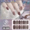 14Tips Semi Cured Gel Nail Stickers Waterproof Foil Self-Adhesive Gel Full Nail Wraps Glittering Simple Gel Nail Polish Strips DIY NAil Art Making. 