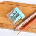 【FUN LIVE】 Double Holes Plastic Pencil Sharpeners Candy Color Transparent Standard Pencil Cutting Machine Student School Office Stationery. 