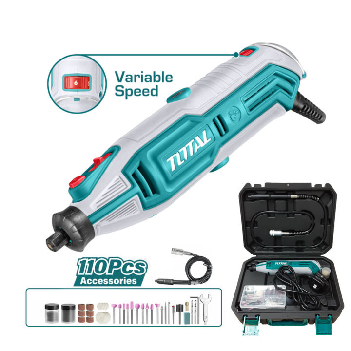 Total Mini Flexible Shaft Mini Drill Die Grinder 130W with 110 Pcs Accessories