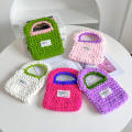 bag shopping handbag for girlfriend Creative handmade woven wool shoulder bag colorful knitted underarm. 