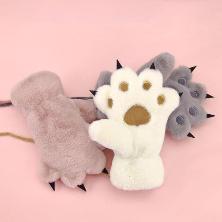 Warm Winter Gloves Cartoon Bear Paw Gloves Comfortable And Cozy Gloves Soft Plush Gloves Cartoon Gloves Plush Bear Claws