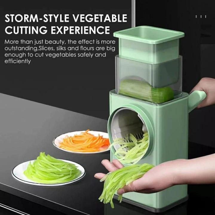 3-in-1 Manual Drum Vegetable Cutter & Slicer – Multifunctional Rotatory Cheese Grater, Shredder, Peeler ,salad maker & Chopper for Vegetables, Fruits, Nuts – Handheld Tabletop Kitchen Gadget (Kaddu Kash Machine)"