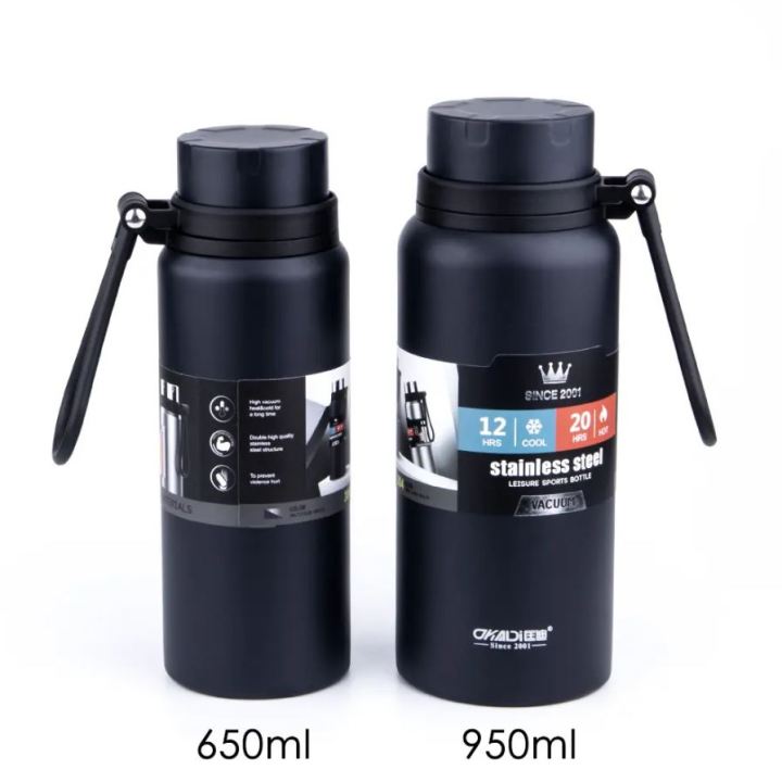 Okadi Premium 950ml Double Stainless Sport Thermos Water Bottle Bottle Steel Vacuum Flasks Portable Water Bottles Large Capacity Thermos Cup Hot and Cold Water Bottle Maintain Temperature upto 12 Hours Kids Water Bottle Gym Water Bottle