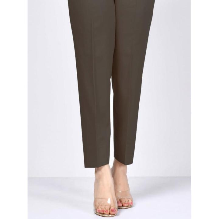 Brown Stitched Red Cotton Straight Trouser Capri Pants For Girls Ladies-Assorted Colors Available