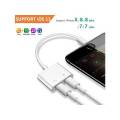 iPhone Dual Port Splitter 3.5mm + Lightning Port Adapter / 2 in 1 iPhone Splitter Headphone, Handsfree Jack + Lightning Charging Port. 