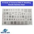 55 Kinds of Universal BGA Reballing Stencils IC Reballing Stencil Direct Heat Template for Mobile Phone Reballing Repair 55 in 1. 