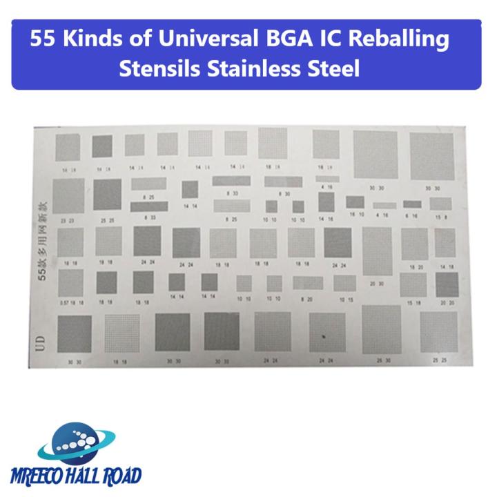 55 Kinds of Universal BGA Reballing Stencils IC Reballing Stencil Direct Heat Template for Mobile Phone Reballing Repair 55 in 1