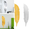 3D Leaf Acrylic Mirror Wall Decor Stickers Fashion DIY Self-Adhesive LCM Wall Art Decal for Living Room Acrylic Feather Mirror Wall Sticker Sets, DIY Geometric Removable Acrylic Mirror Wall Decal, 3D Wall Stickers Silver. 