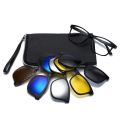 6 In 1 Spectacle Frame Men Women With 5 PCS Clip On Polarized Sunglasses Magnetic Glasses Male Computer Optical 2201. 