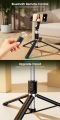 4 in 1 Wireless Selfie Stick R1S Tripod Stand (WITH LED LIGHT) Foldable Mini Selfie Light Detachable Bluetooth Shutter| Remote Control For All Mobile Phone Extendable With Charging Cable | For Tiktok Youtube Vlogging Photography. 