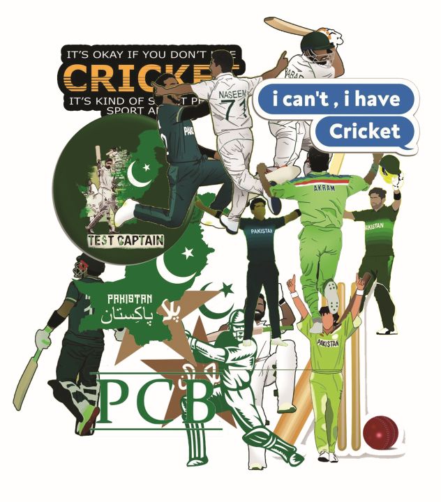 Pakistan Cricket Stickers Single, Pack of 3, 5, 8, 12 and 15 Multiple Stickers Cool and Aesthetic Stickers