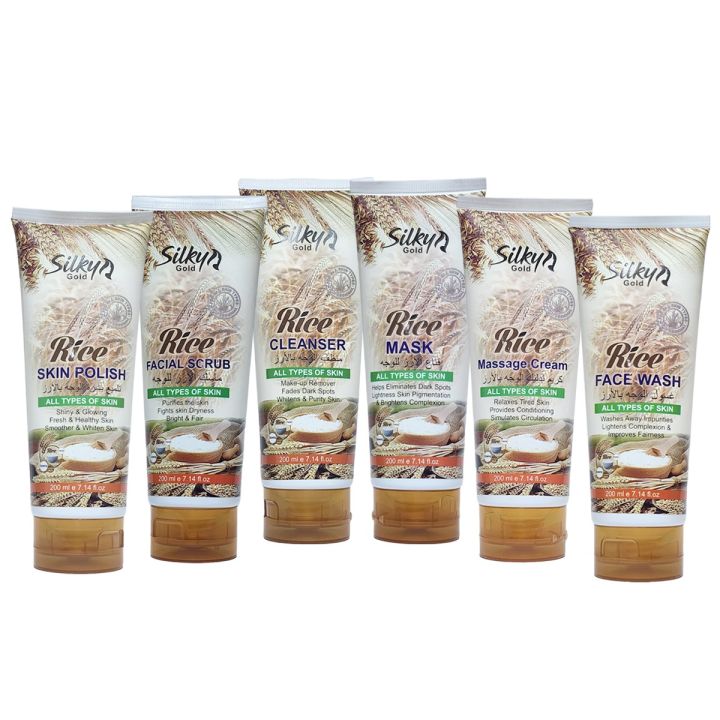 Silky Gold Rice Skin Facial Series - 6pcs Facial Kit