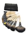 24pcs Makeup Brush Set, 24 Professional Makeup Brushes Kit Wooden Handle With Leather Pouch (Black). 