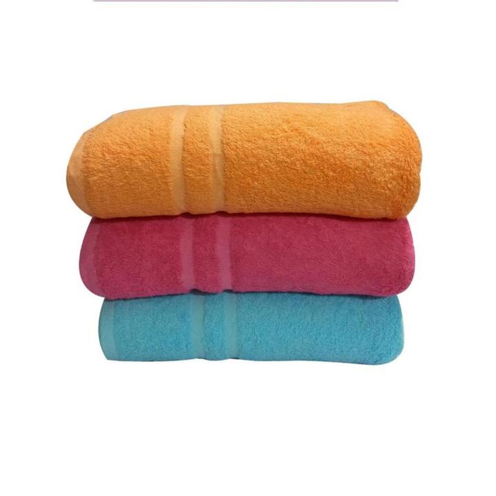 Pack Of 3 Bath Towels Multi Colours 100% Cotton Material Highly Absorbent