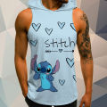 Disney Stitch Streetwear Gym Tops T-shirts for Men Y2k Men's Clothing Top Short Sleeve Tee Hooded Oversized T-shirt High Quality. 