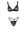 Black Net Embroidery Bikini Set. 