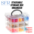 Stackable Storage Box Organizer 3, 4, 5 Layers (18, 24, 30 Sections), Jewelry Box. 