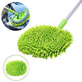 2 in 1 Car Wash Mop Mitt with Long Handle, Chenille Microfiber Car Wash Dust Brush Extension Pole 24-46In, Scratch Cleaning Tool. 
