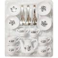 Coffee Set Toy For Kitchen Playset - 14 Pcs - white. 