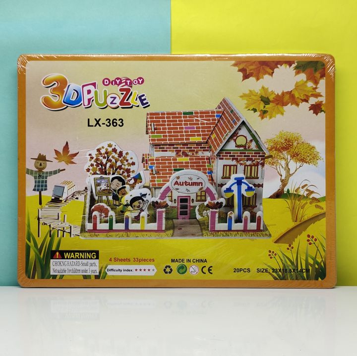 3D Puzzle Jigsaw Paper Model |3D House Building Puzzle | Learning Educational Toys For Children | Kid Gift 3D DIY Puzzle Citadel Model Cartoon House Assembling Toy Kid Early Learning