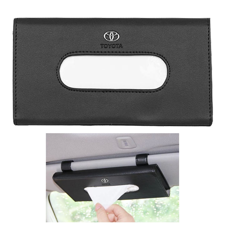 Car%20Sun%20Visor%20Leather%20Hanging%20Tissue%20Box%20Toyota%20-%20Black%20-%20Image%202
